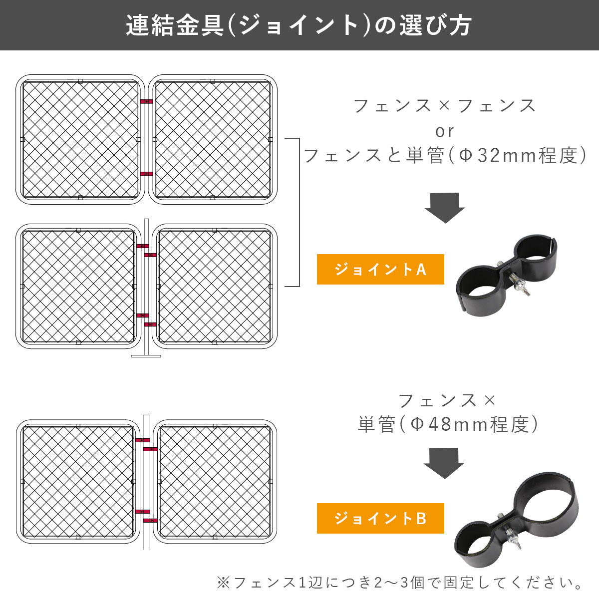 「アメリカンフェンス ブラック用連結金具 ジョイントA」